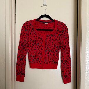 Red and Black Leopard Cardi from H&M - Animal Print